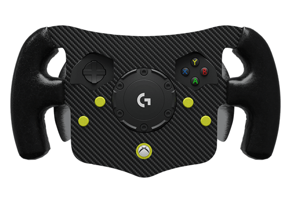 Volante gaming negro con botones coloridos