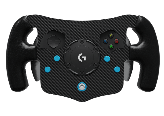 Volante controlador de videojuegos Logitech con botones.