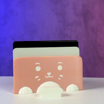 Organizador de escritorio con diseño de gato rosa