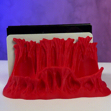 Soporte rojo en 3D con cartas deslizantes